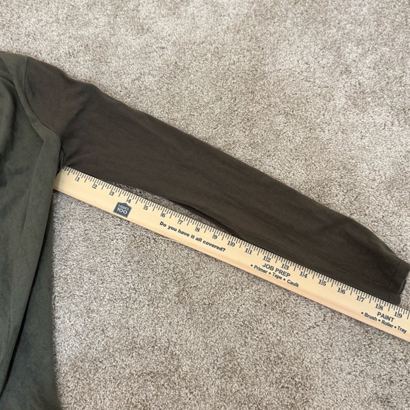 INC Olive Green Fringe Front Knit Long Sleeve Cardigan Sweater Size S Western - Picture 8 of 9